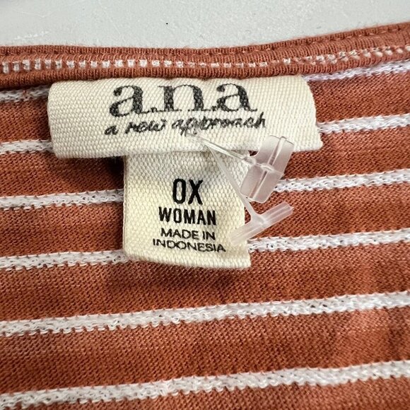 A.N.A Women's Striped Smock Hem Top Coral/White One Size Fits All - Picture 8 of 9